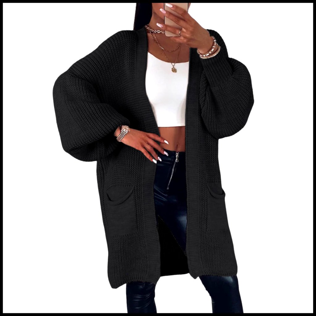 Oversized Chunky Knit Long Cardigan With Pockets Open Front Sweater